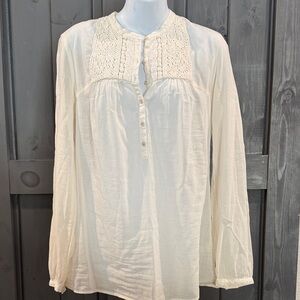 Banana Republic Cream Long Sleeve Embellished Blouse ptp 21